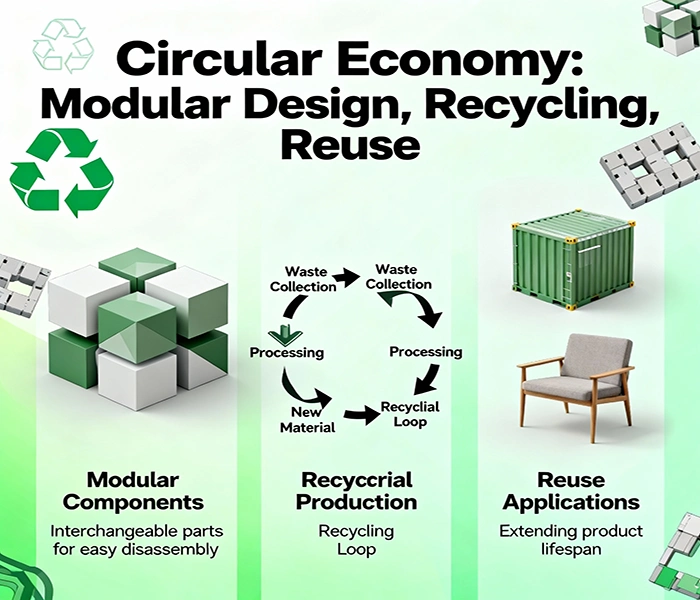 Circular construction economy infographic