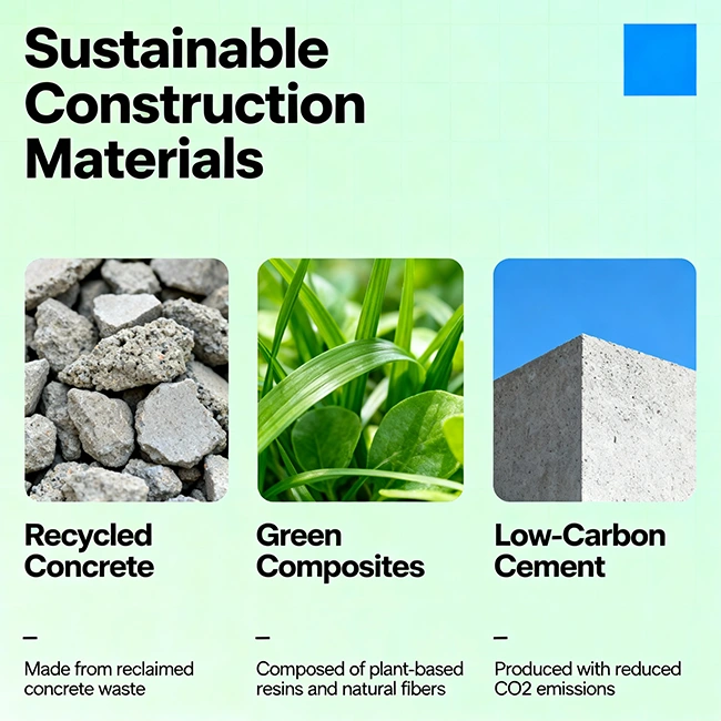 Sustainable construction materials infographic