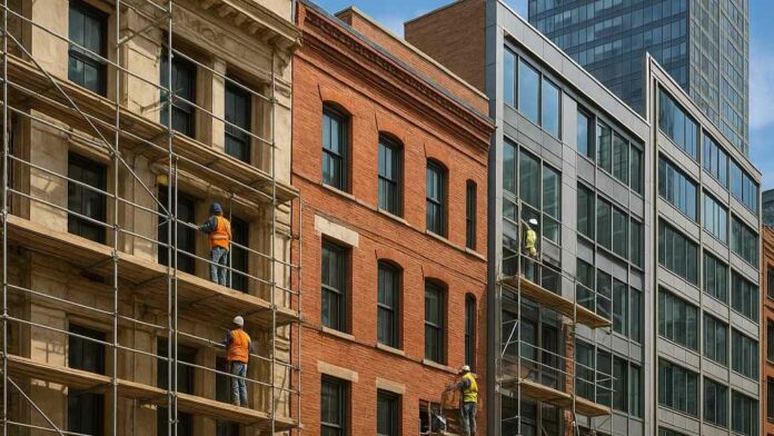 Facade restoration for urban infrastructure longevity