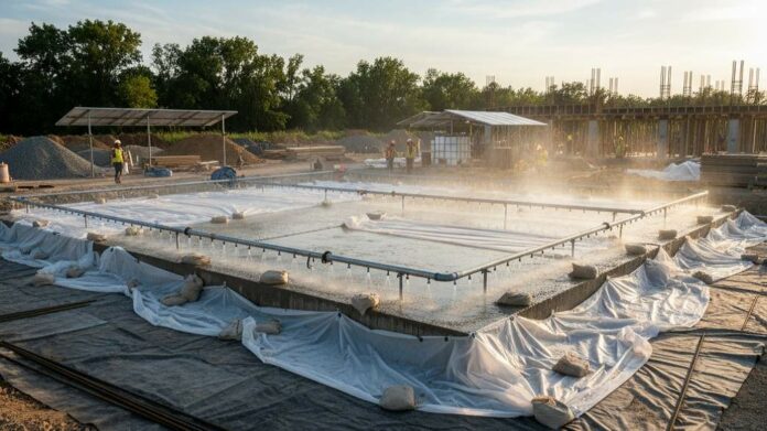 water saving concrete curing