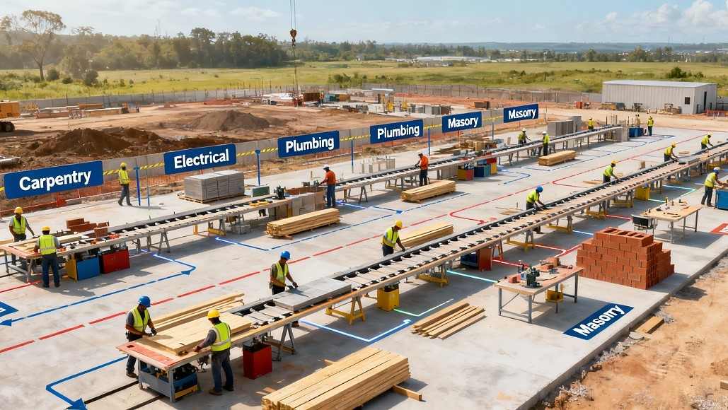 Industrial manufacturing principles improving construction productivity