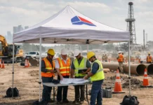 From Rig Sites to Trade Shows: How Houston’s Oil & Gas and Excavation Firms Use 10×10 Logo Tents for High Visibility Projects 10x10 logo canopy tents Houston construction oil gas