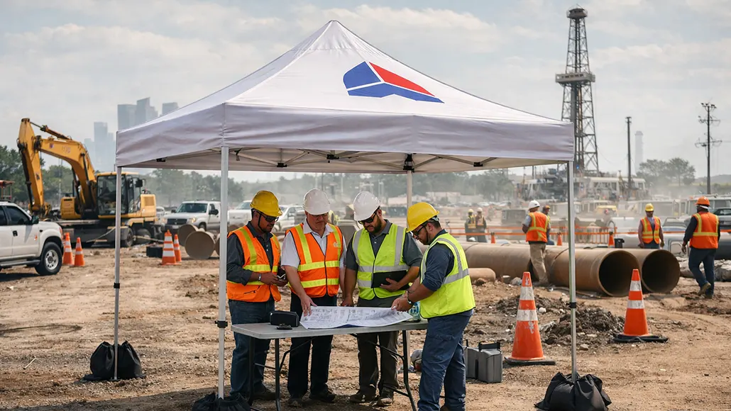 10x10 logo canopy tents Houston construction oil gas