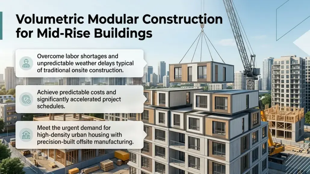 Volumetric Modular Construction for Mid-Rise Buildings