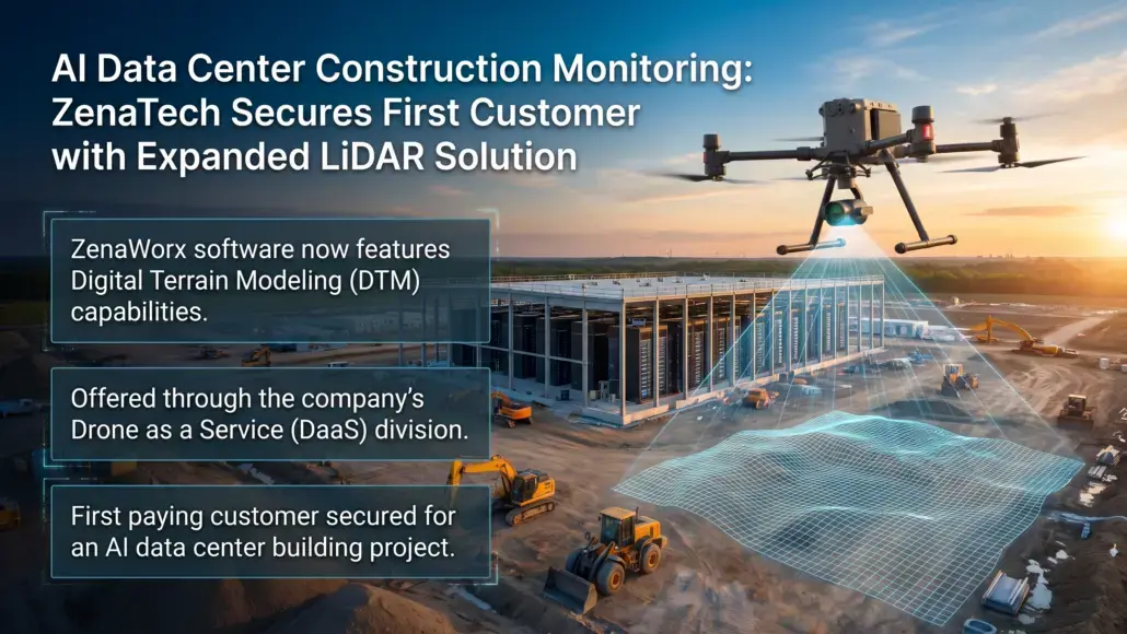 ZenaTech Secures First Customer for AI Data Center Construction Monitoring